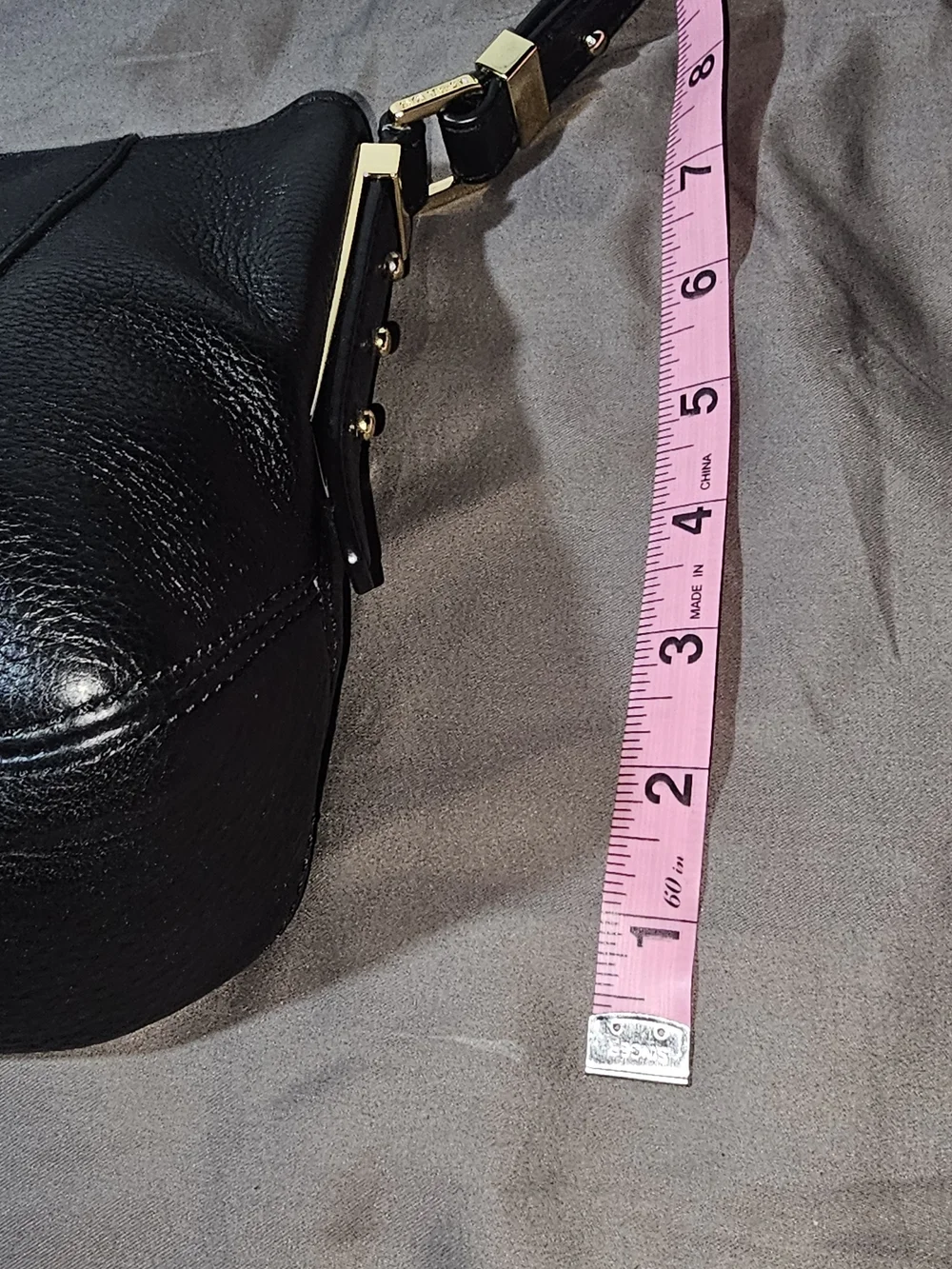 Authentic Michael Kors Black Pebbled Leather Shoulder Bag with Gold Hardware